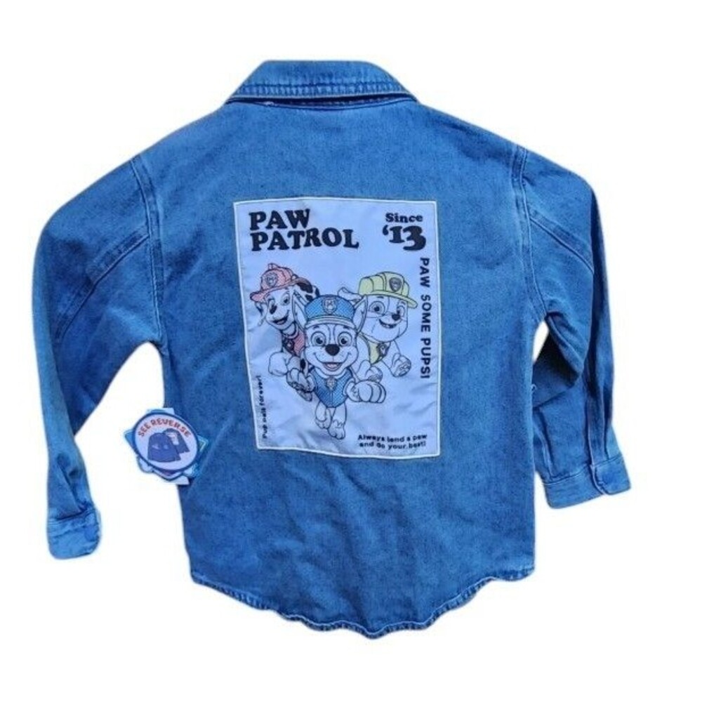 Paw Patrol Nickelodeon Denim Shacket Childs 5T NWT Snap Front Embroidered
